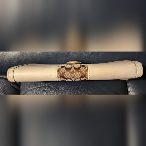 Coach Cream and Brown Signature Logo Women's Wallet, - Picture 7 of 10